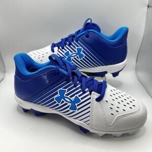 Under Armour Leadoff Low RM Baseball Cleats Youth 5.5 Blue White Lace Up Low Top